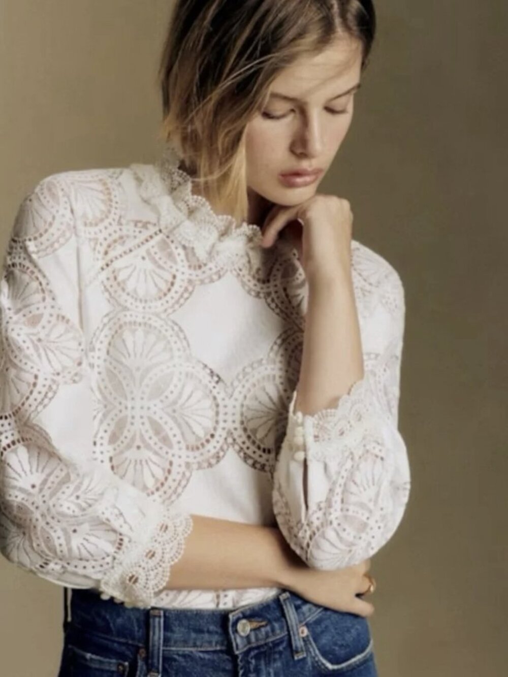 Sezane Bianca Blouse Écru. - Size 42 - NEVER WORN